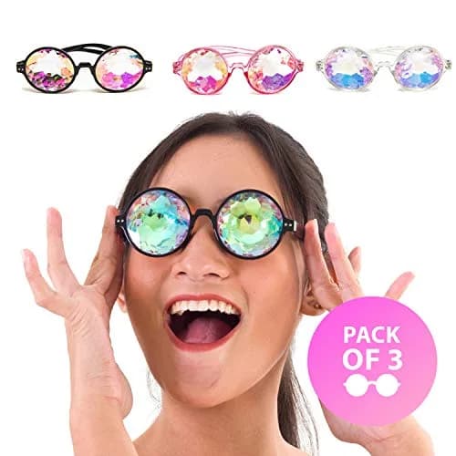 SoJourner Kaleidoscope Glasses Trippy Psychedelic Prism Glasses 3 Pack | Festival Rave Eyewear thumbnail 2