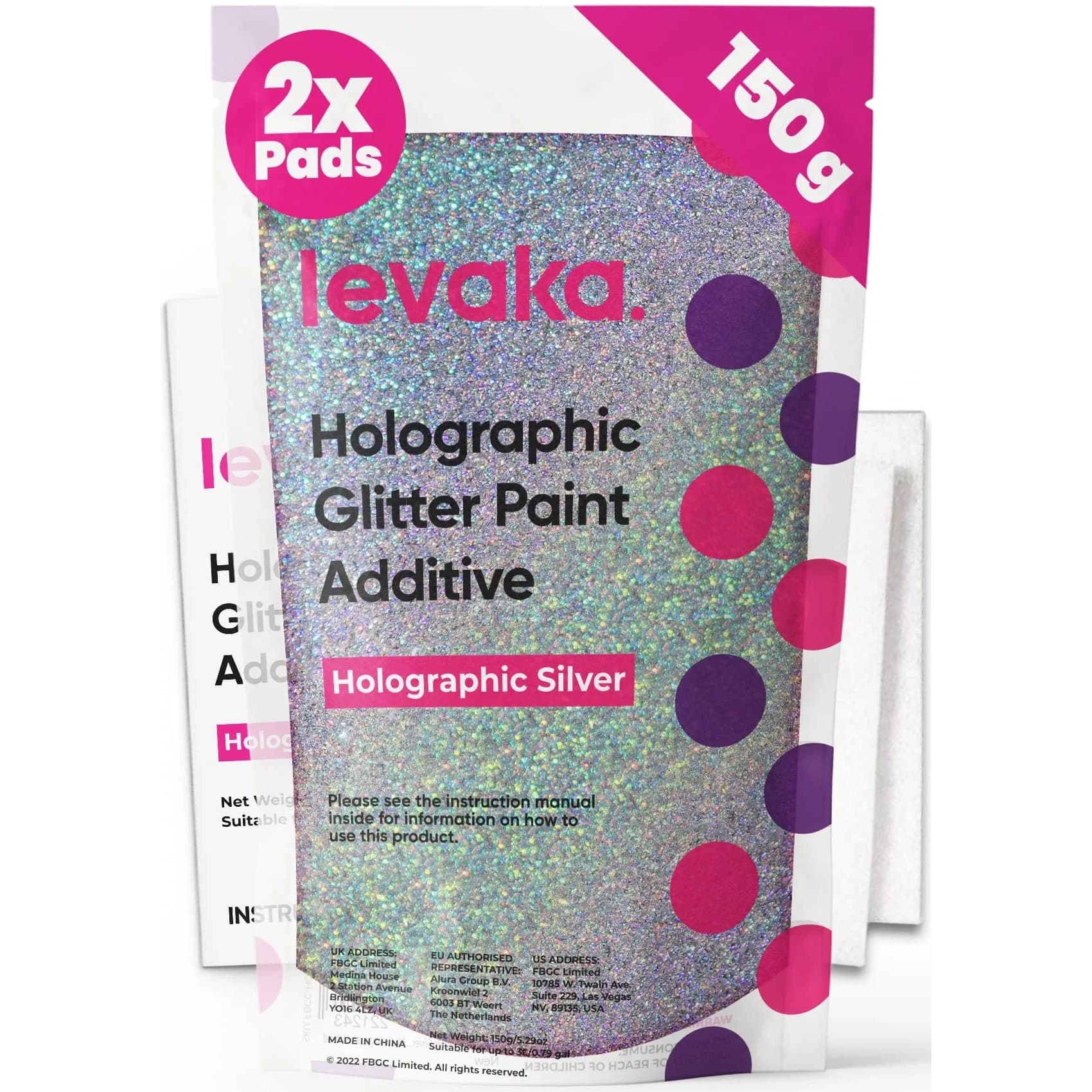 FBGC Pure Silver Glitter Paint Additive 400g (14.11oz) | Adds Sparkle to Walls & Furniture — Silver / 5.3oz