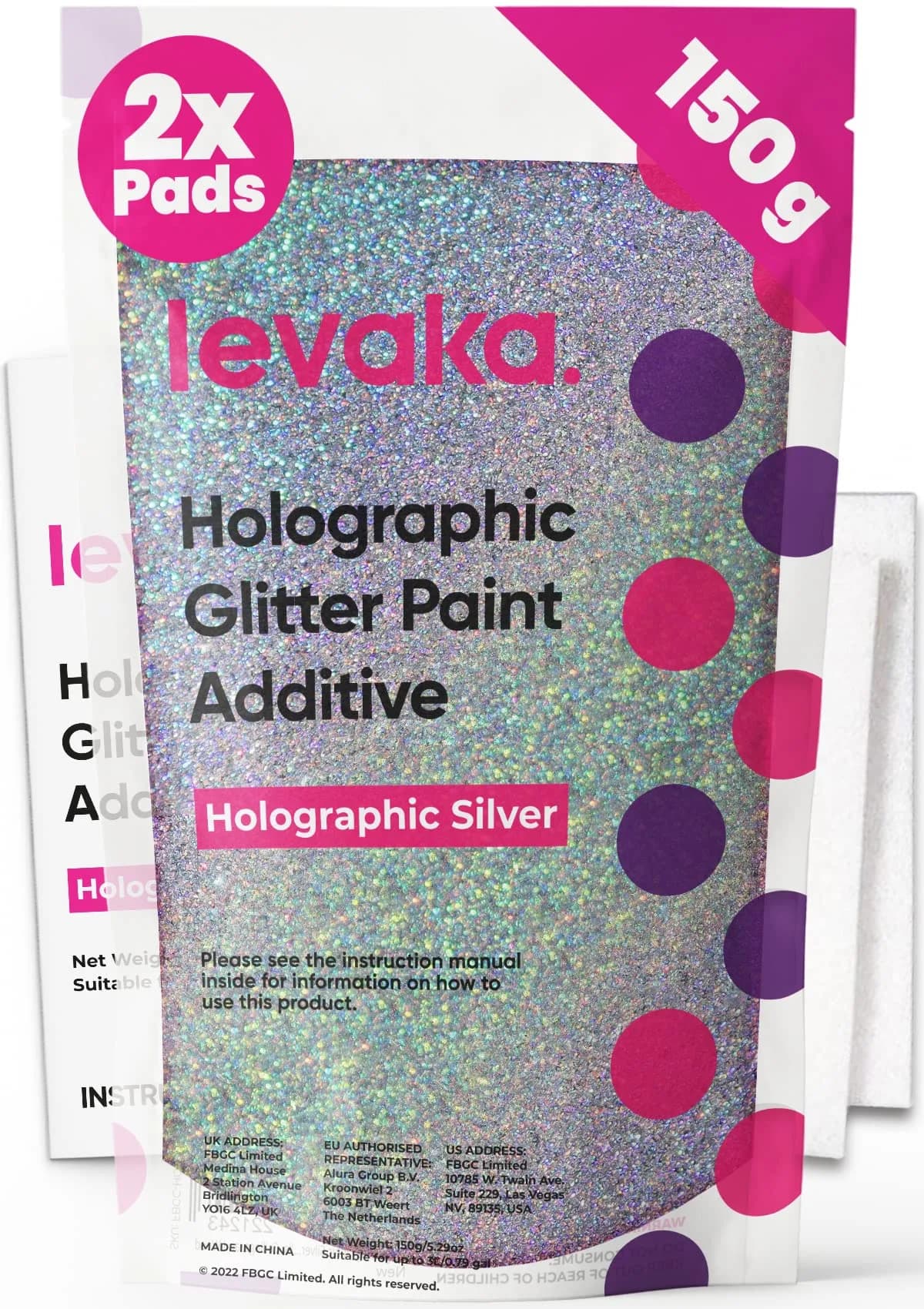 FBGC Holographic Silver Glitter Paint Additive 156 g (5.3 oz) | Adds Sparkle to Walls & Furniture - main product image