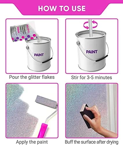 FBGC Holographic Silver Glitter Paint Additive 156 g (5.3 oz) | Adds Sparkle to Walls & Furniture thumbnail 9