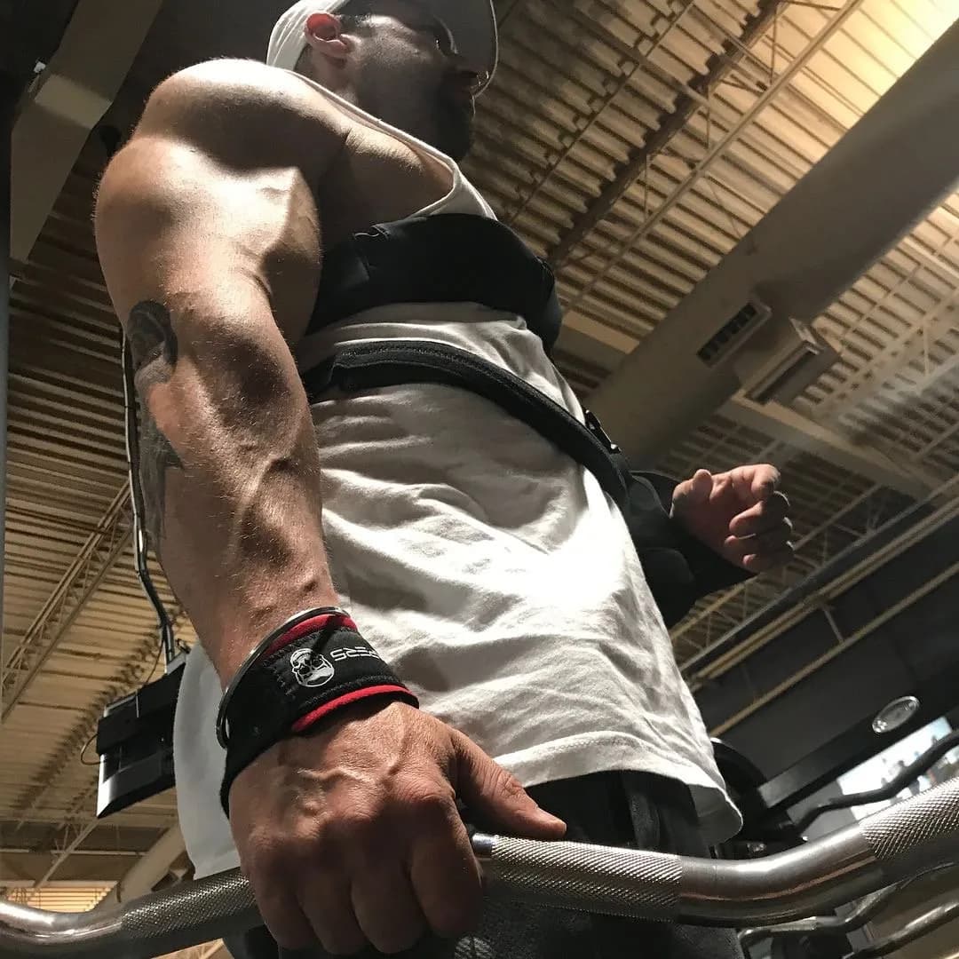 Gymreapers Lifting Wrist Straps with Neoprene Padding & 18" Cotton | Black/Red - view 7