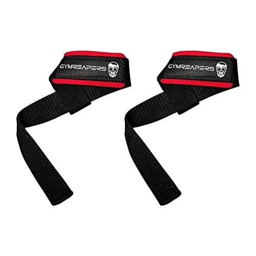 Gymreapers Lifting Wrist Straps with Neoprene Padding & 18" Cotton | Black/Red thumbnail 1