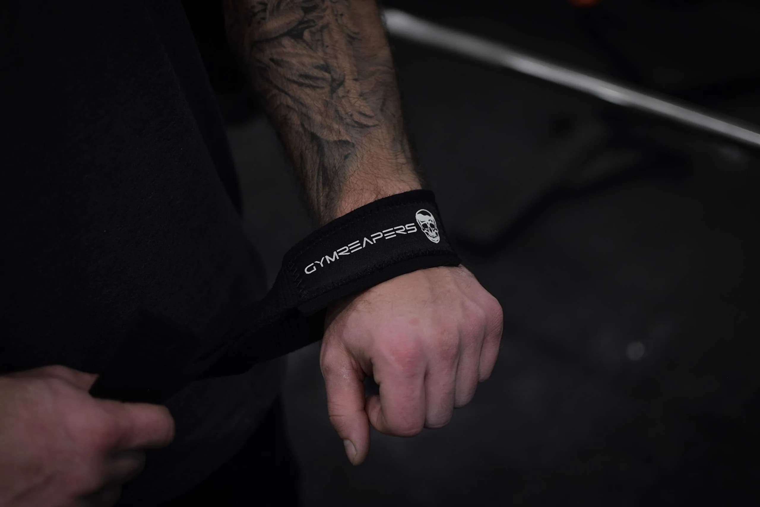 Gymreapers Lifting Wrist Straps for Weightlifting, Bodybuilding, Powerlifting, Strength Training, & Deadlifts - Padded Neoprene with 18" Cotton (Black) | 2 Pack - view 6