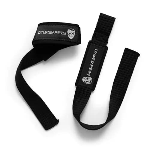 Gymreapers Lifting Wrist Straps for Weightlifting, Bodybuilding, Powerlifting, Strength Training, & Deadlifts - Padded Neoprene with 18" Cotton (Black) | 2 Pack thumbnail 3
