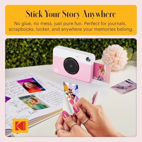 KODAK Printomatic Instant Print Camera Pink | 5MP Digital Camera with Zink Photo Paper & Sticky Back thumbnail 5