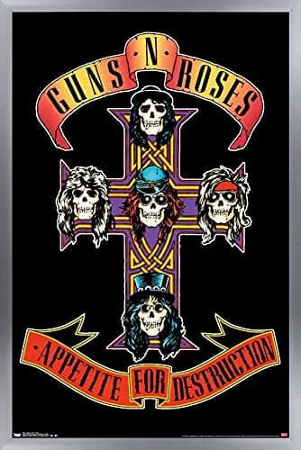 Trends International Guns N' Roses - Cross Wall Poster 86.4 cm (34") x 61.6 cm (24.25") | Silver Framed Music Art thumbnail 1