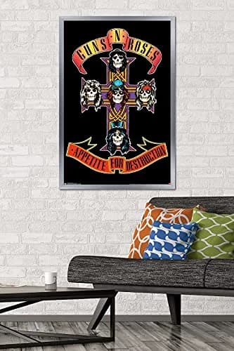 Trends International Guns N' Roses - Cross Wall Poster 86.4 cm (34") x 61.6 cm (24.25") | Silver Framed Music Art thumbnail 2