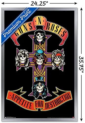 Trends International Guns N' Roses - Cross Wall Poster 86.4 cm (34") x 61.6 cm (24.25") | Silver Framed Music Art thumbnail 3