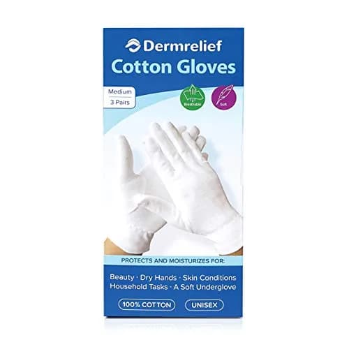 Dermrelief Organic Cotton Gloves Medium (3 Pairs) | Assist Cream Absorption for Dry Hands, Eczema, Dermatitis thumbnail 3