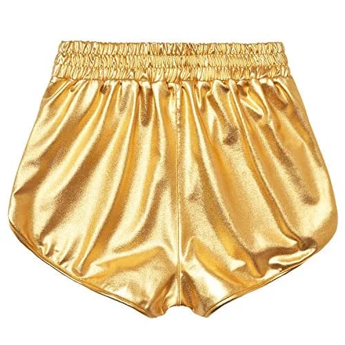 Perfashion Women's Gold Metallic Shorts | Shiny Yoga & Disco Pants, Mid Rise, 2-4 Size, Lightweight Polyester Spandex thumbnail 6