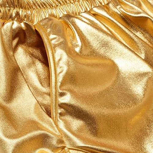 Perfashion Women's Gold Metallic Shorts | Shiny Yoga & Disco Pants, Mid Rise, 2-4 Size, Lightweight Polyester Spandex thumbnail 7