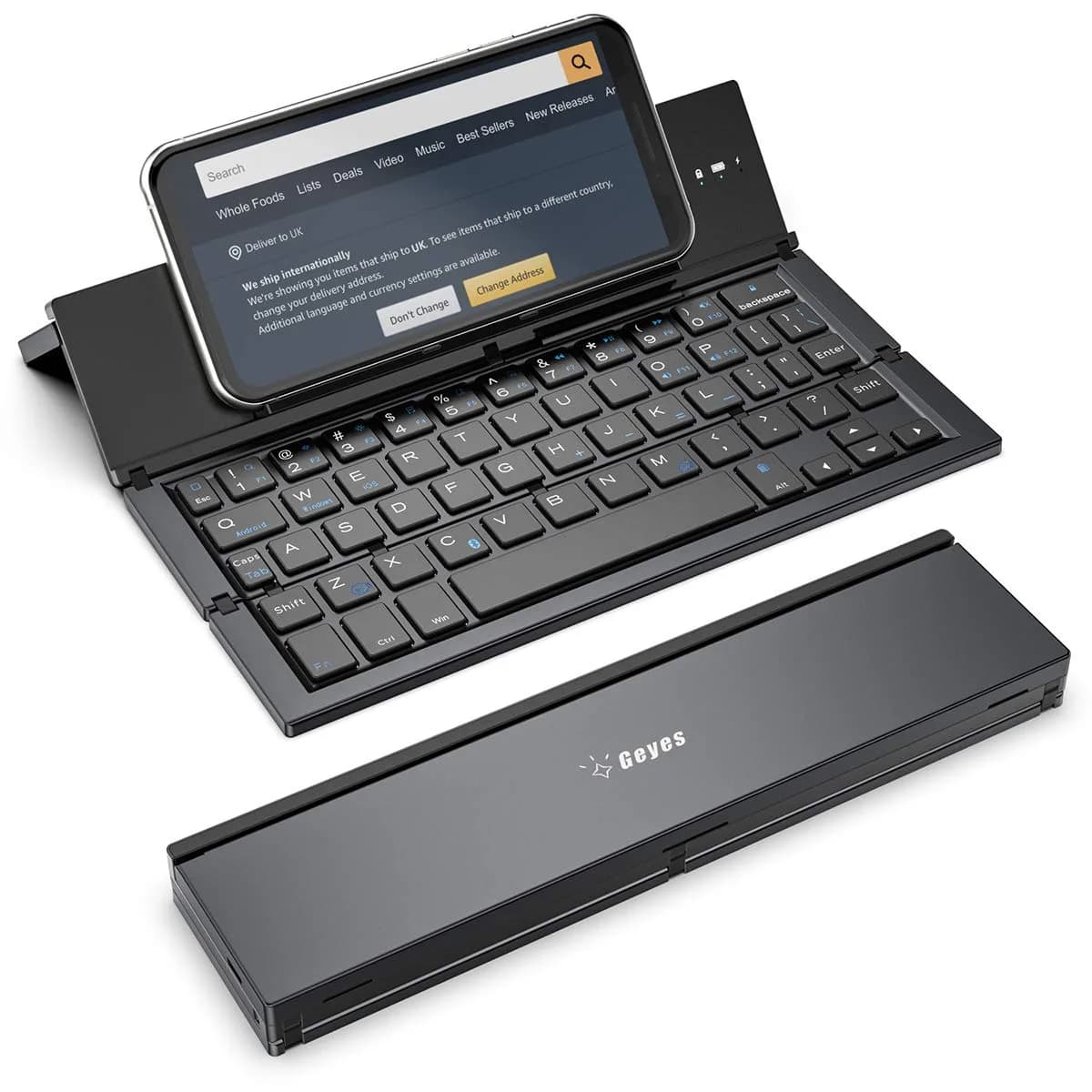 Geyes Foldable Bluetooth Keyboard with Aluminum Housing | Portable Wireless Keyboard for Tablets & Smartphones - main product image