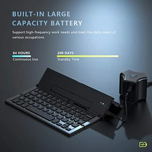 Geyes Foldable Bluetooth Keyboard with Stand | 78-Key QWERTY Layout, Aluminum Alloy, Black thumbnail 5