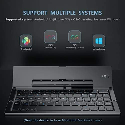 Geyes Foldable Bluetooth Keyboard with Stand | 78-Key QWERTY Layout, Aluminum Alloy, Black thumbnail 2