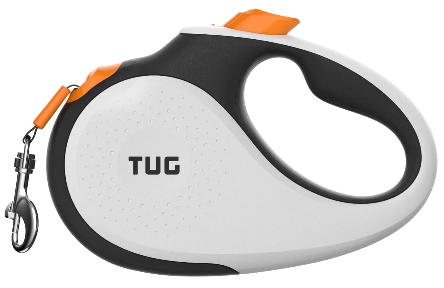 TUG Original Retractable Dog Leash 16 ft | Medium, White/Orange | Tangle-Free, Ergonomic Handle