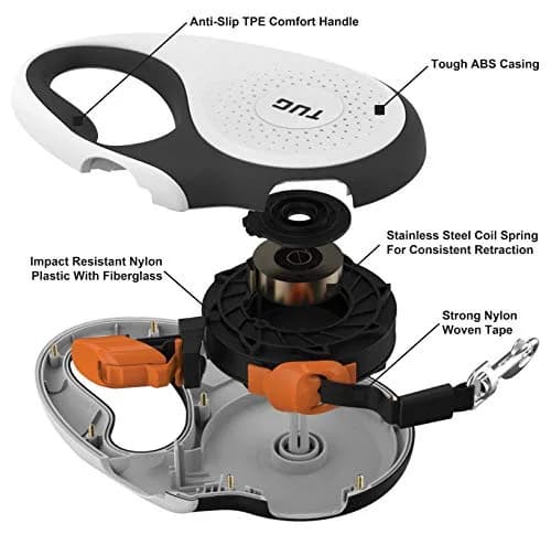 TUG Original Retractable Dog Leash 16 ft | Medium, White/Orange | Tangle-Free, Ergonomic Handle thumbnail 3