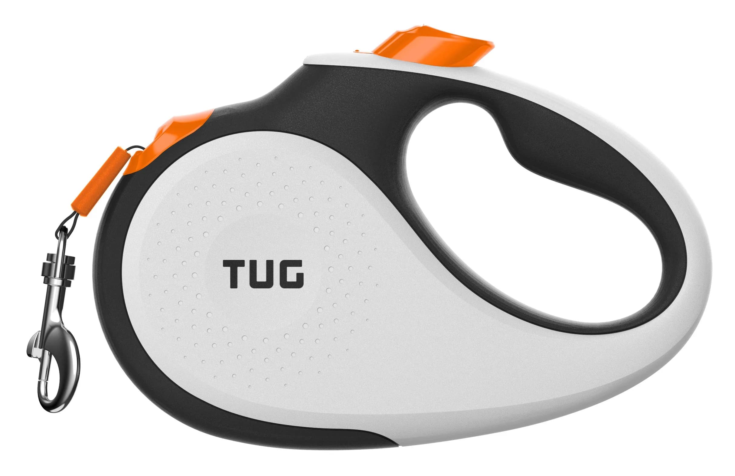 TUG Original Retractable Dog Leash, 5m (16 ft) Medium White | Tangle-Free 360° Retraction for Dogs Under 55 lbs — White/Orange / Large