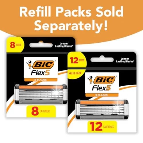 BIC Flex 5 Men's 5-Blade Razor Cartridge Refills, 8-Pack | 104 Shaves Total thumbnail 7