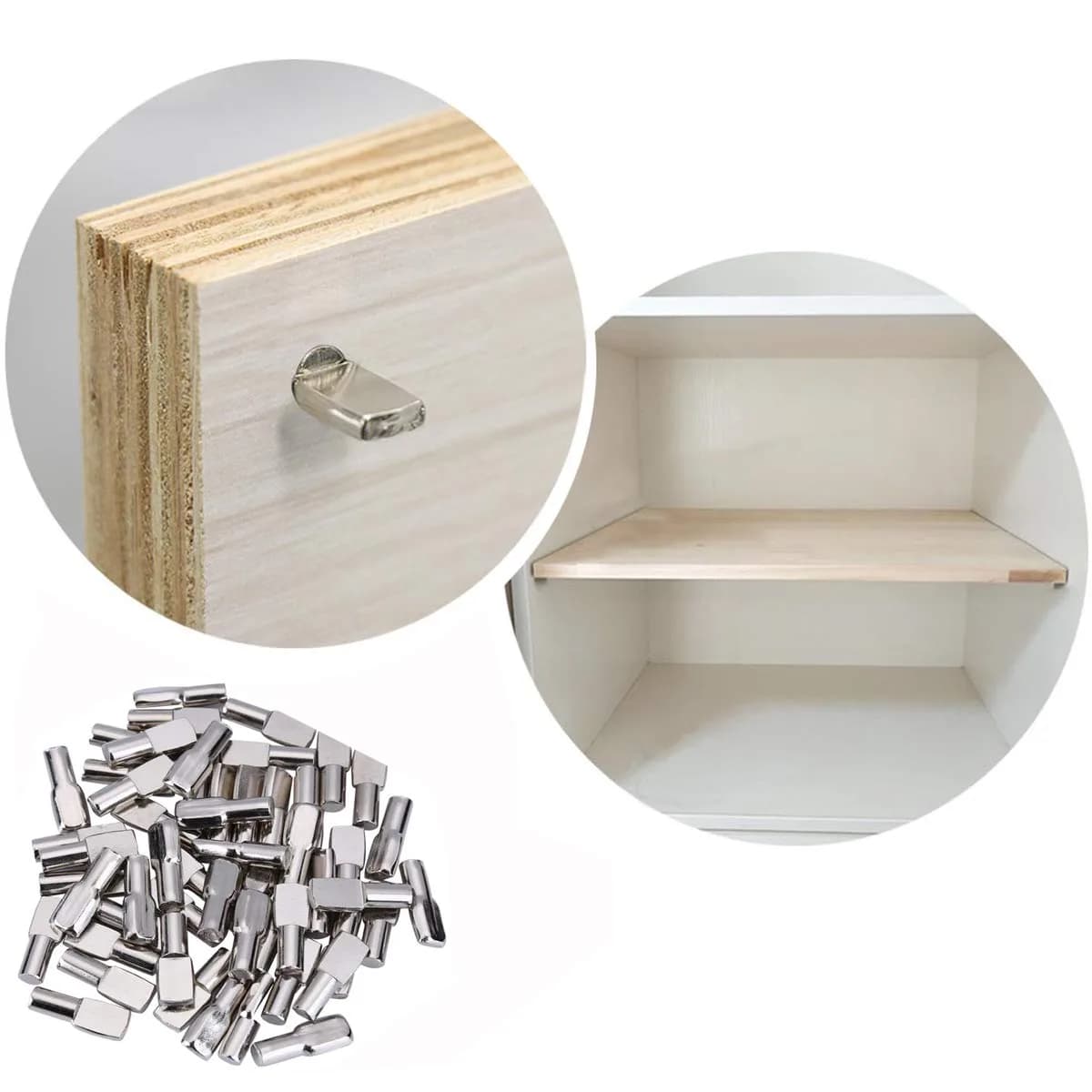 Tbestmax 5mm Spoon Shape Shelf Support Pins 120 Pack | Stainless Steel Cabinet Furniture Hardware - view 5