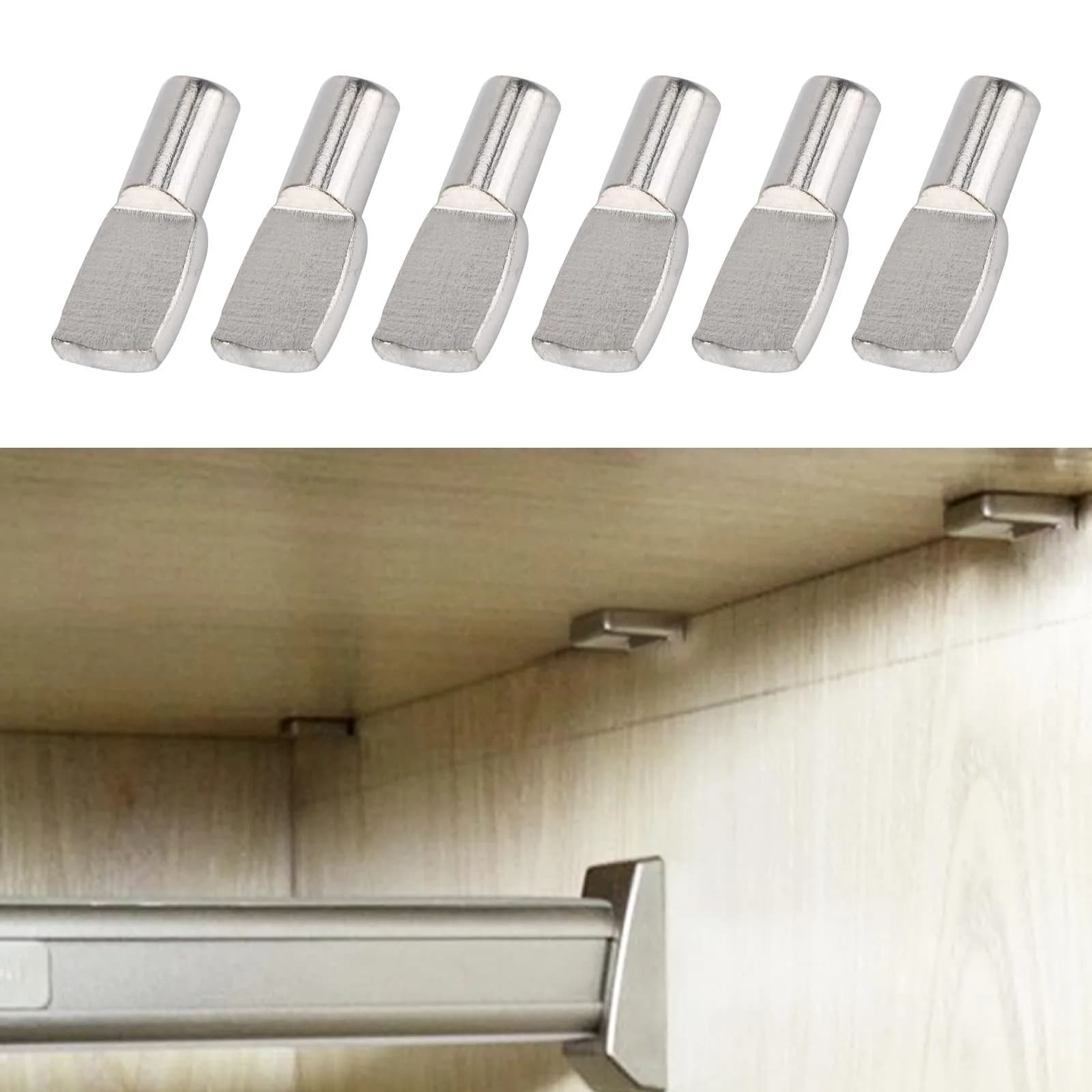 Tbestmax 5mm Spoon Shape Shelf Support Pins 120 Pack | Stainless Steel Cabinet Furniture Hardware - view 7
