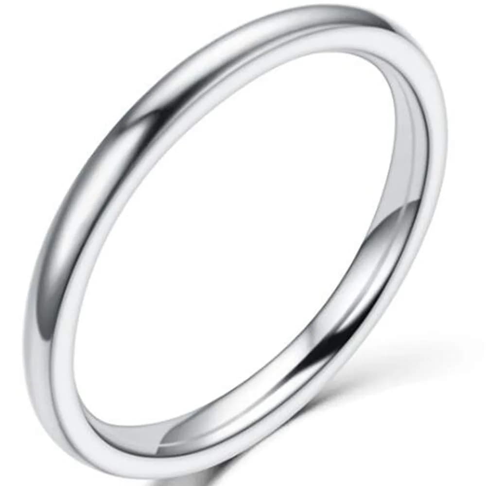 Jude Jewelers 1.5mm Stainless Steel Classical Plain Stackable Wedding Band Ring (Rose Gold, Size 7 US / 14 IN) | Comfort Fit for Daily Wear — Silver