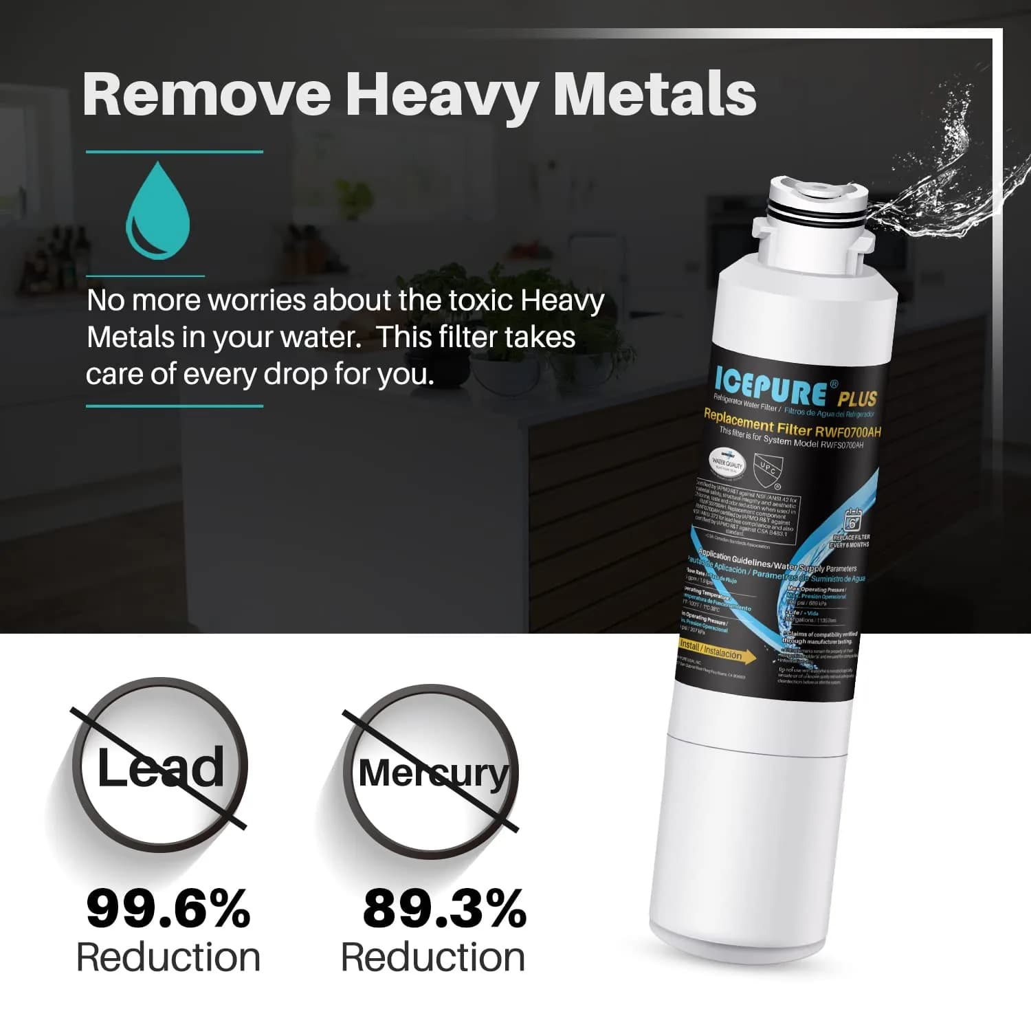 ICEPURE DA29-00020B Refrigerator Water Filter 3-Pack | NSF/ANSI 53 & 42 Certified for Heavy Metal Removal - view 5