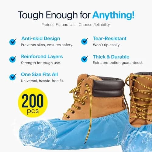 Blue Shoe Guys Premium Disposable Boot & Shoe Covers 200 Pack | Durable, Non-Slip, Water Resistant, Recyclable for Indoor & Outdoor Use thumbnail 5