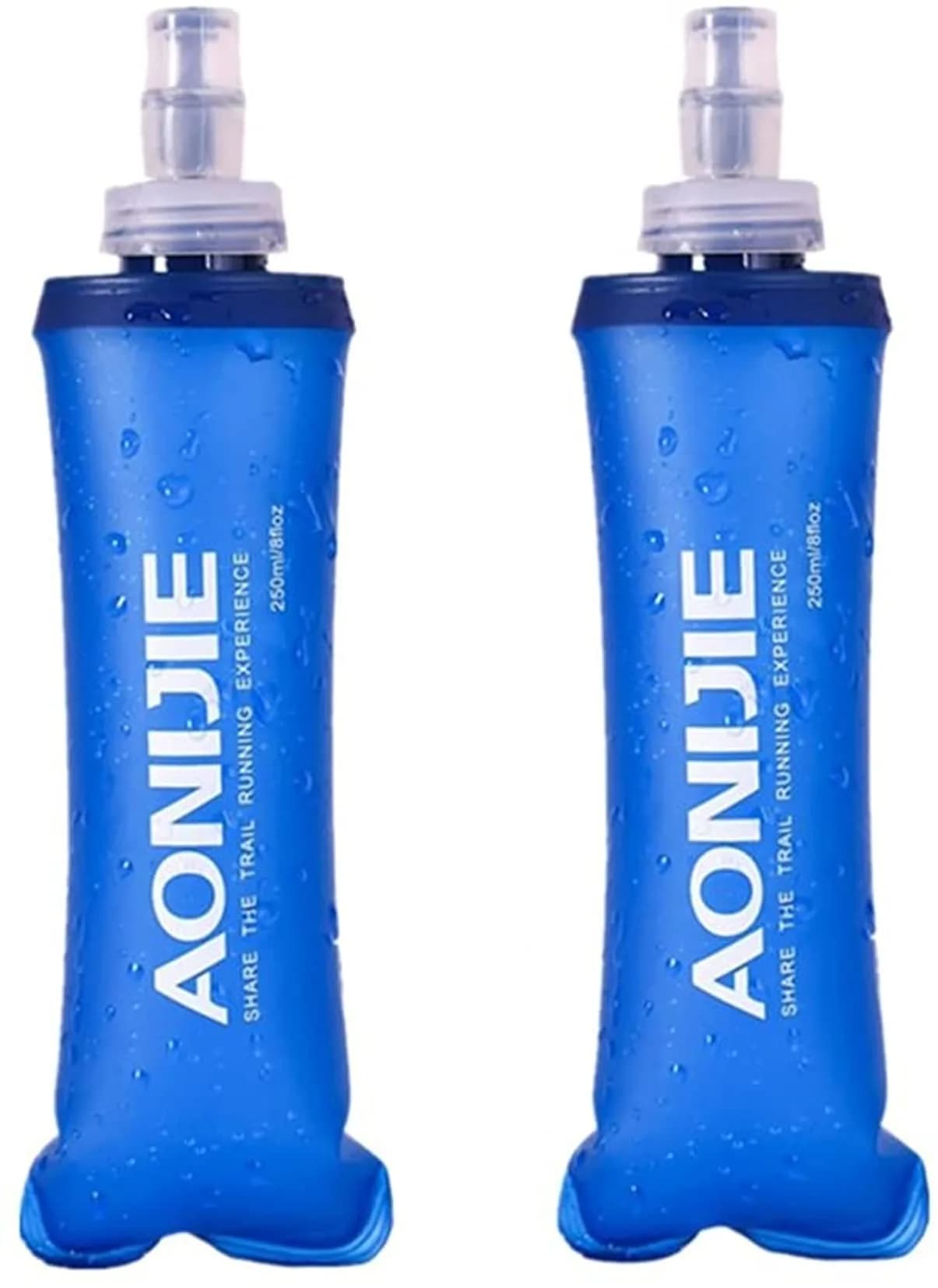 AONIJIE Foldable Soft Flask Water Bottle 500mL (16.9 oz) 2-Pack | Lightweight & Collapsible for Outdoor Sports — 250ML-2pcs
