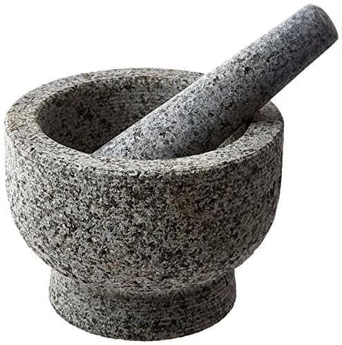 Kota Japan 6 inch (15.2 cm) Heavy Granite Mortar and Pestle Set, 2 Cup (473 ml) Molcajete | Authentic Indian Spice Grinder thumbnail 1