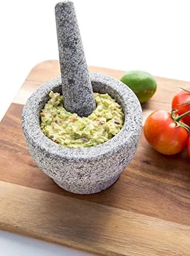 Kota Japan 6 inch (15.2 cm) Heavy Granite Mortar and Pestle Set, 2 Cup (473 ml) Molcajete | Authentic Indian Spice Grinder thumbnail 2