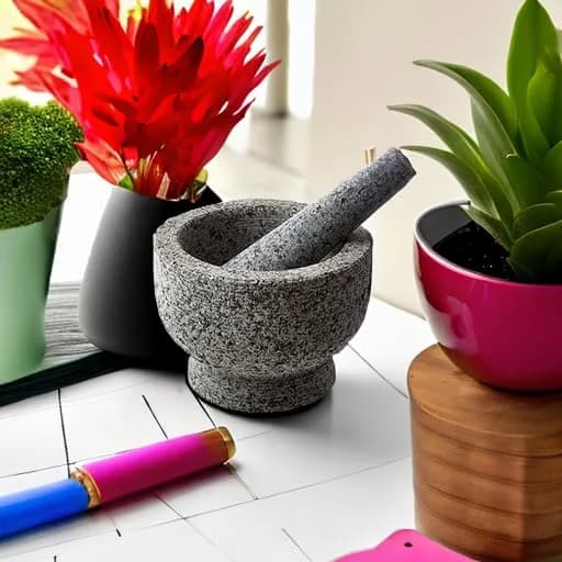 Kota Japan 6 inch (15.2 cm) Heavy Granite Mortar and Pestle Set, 2 Cup (473 ml) Molcajete | Authentic Indian Spice Grinder thumbnail 4