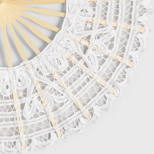 BABEYOND Cotton Lace Folding Hand Fan, Bamboo Wedding Dance Party Decor | Elegant, Handcrafted, Lightweight thumbnail 4