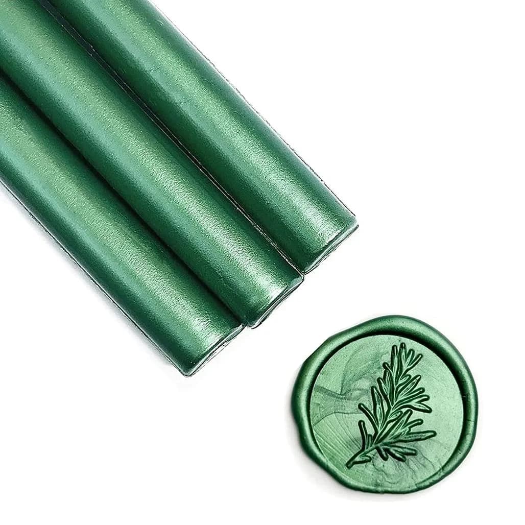 UNIQOOO Botanical Green Metallic Sealing Wax Sticks for Glue Gun, Pack of 8 | Low-Temp Compatible, Flexible & Mailable - view 7