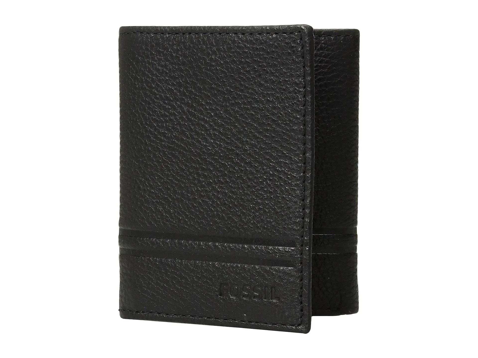 Fossil Men's Wilder Leather Trifold Wallet with ID Window, Black | Classic Men's Accessory — Wilder Black