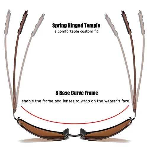 ZHILE Rectangular Polarized Sunglasses Al-Mg Alloy Temple UV400 63mm | Sport Classic Wrap Fit thumbnail 4