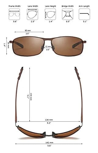 ZHILE Rectangular Polarized Sunglasses Al-Mg Alloy Temple UV400 63mm | Sport Classic Wrap Fit thumbnail 5