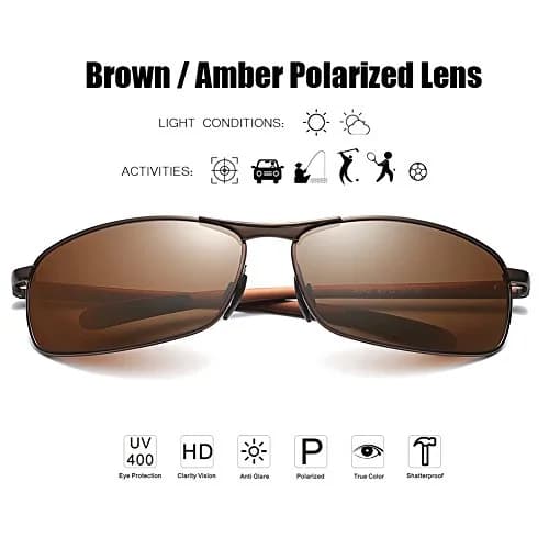 ZHILE Rectangular Polarized Sunglasses Al-Mg Alloy Temple UV400 63mm | Sport Classic Wrap Fit thumbnail 2