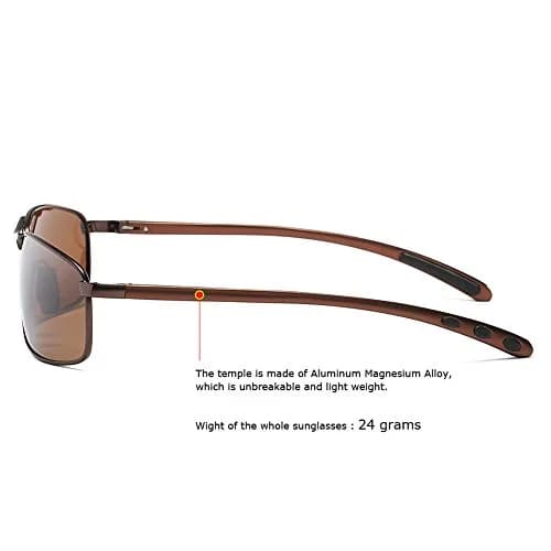 ZHILE Rectangular Polarized Sunglasses Al-Mg Alloy Temple UV400 63mm | Sport Classic Wrap Fit thumbnail 3