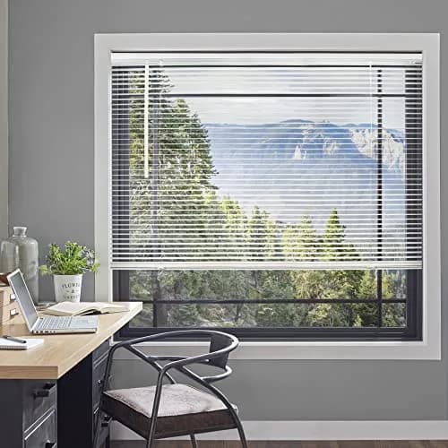 CHICOLOGY Cordless Vinyl Mini Blinds for Windows 47"W x 64"H Gloss White | Moisture-Resistant & Child-Safe thumbnail 2