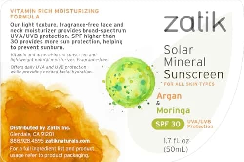 Zatik Naturals Solar Mineral Sunscreen 1.7 oz | SPF 30, Non-Nano Zinc, Organic Extracts, Vegan, Water Resistant thumbnail 2