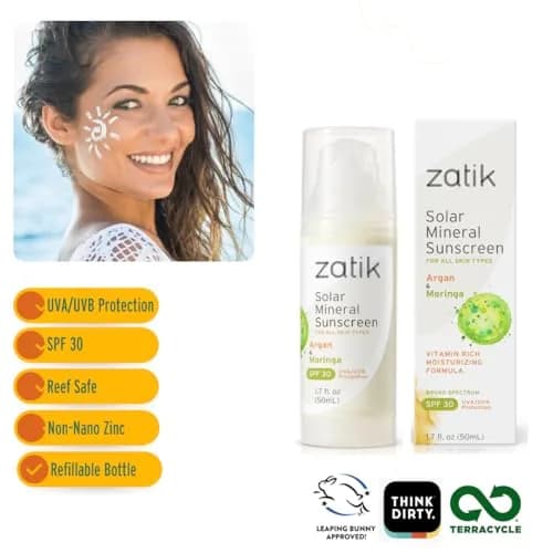Zatik Naturals Solar Mineral Sunscreen 1.7 oz | SPF 30, Non-Nano Zinc, Organic Extracts, Vegan, Water Resistant thumbnail 3
