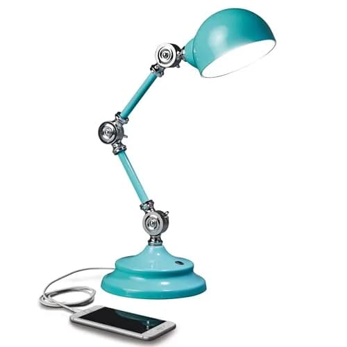 OttLite Revive LED Desk Lamp with USB Port, Turquoise | Natural Light, Eye-Friendly, Adjustable Height thumbnail 1