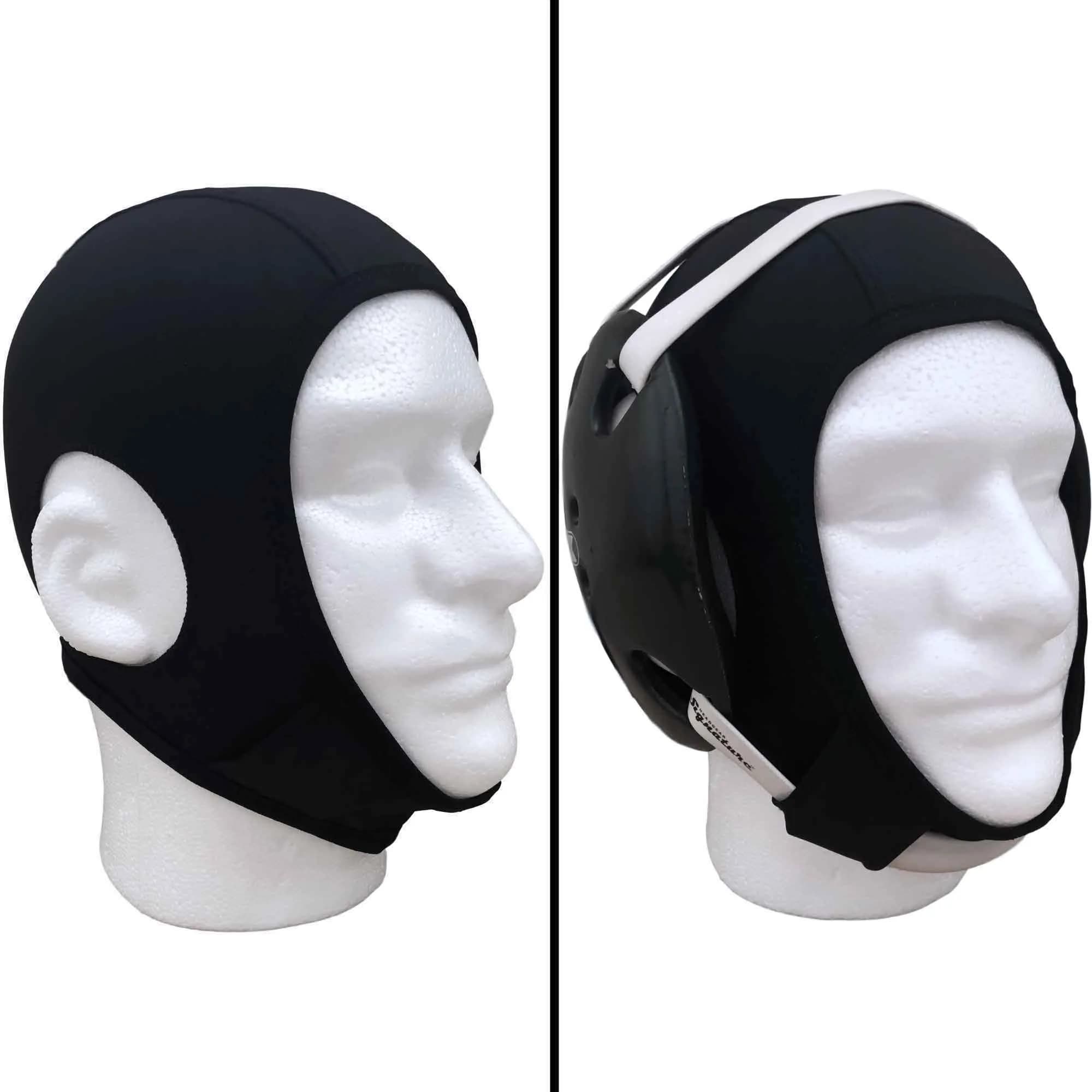 Alley Cats Wrestling Hair Cap Cover with Chin Strap, Black, One Size Fits Most | NFHS Compliant - main product image