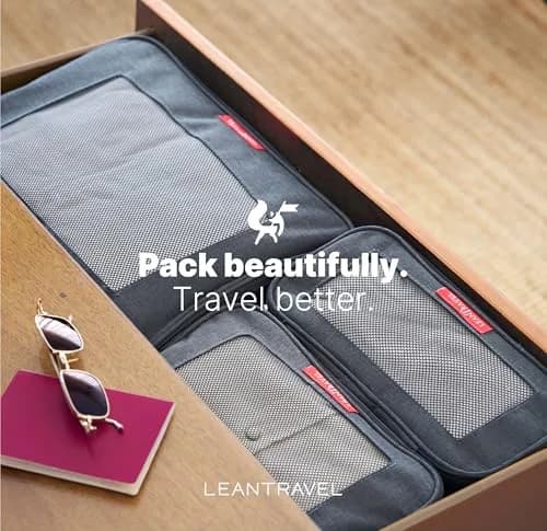 LeanTravel Premium Compression Packing Cubes 3-Pack (42.8cm H x 34.5cm W x 5cm L) | Maximize Luggage Space thumbnail 6