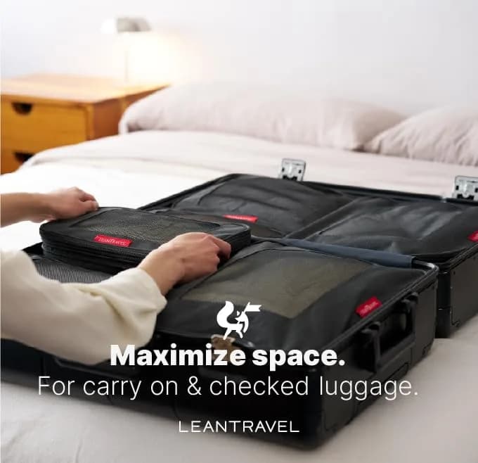 LeanTravel Premium Compression Packing Cubes 3-Pack (42.8cm H x 34.5cm W x 5cm L) | Maximize Luggage Space - view 7