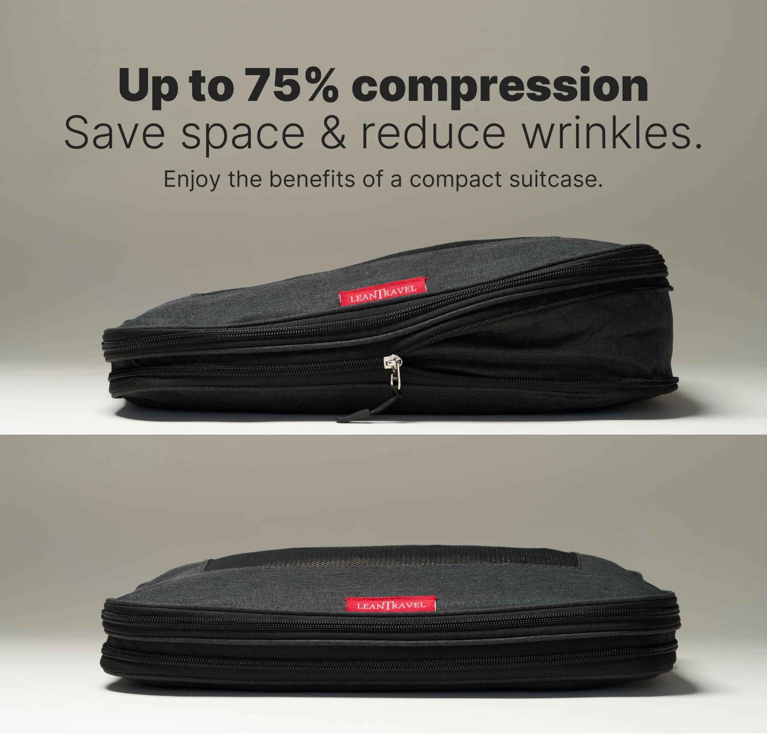 LeanTravel Premium Compression Packing Cubes 3-Pack (42.8cm H x 34.5cm W x 5cm L) | Maximize Luggage Space thumbnail 2