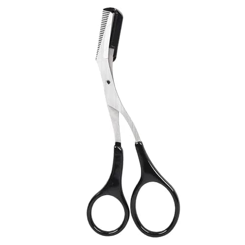 ericotry Professional Eyebrow Trimmer Scissors with Comb & Non-Slip Grips, Black/Silver Tone | Precision Grooming Tool thumbnail 1