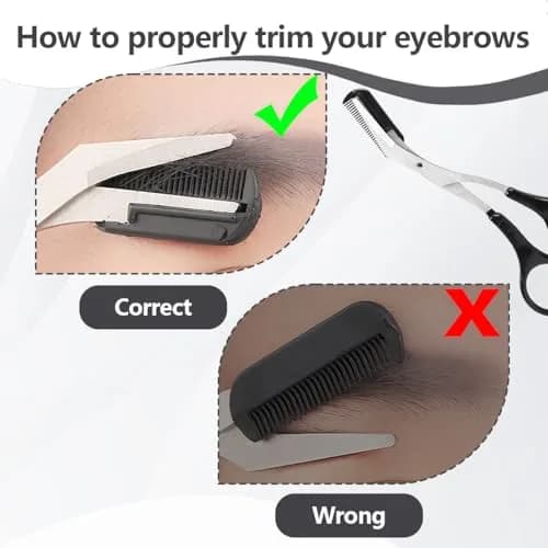 ericotry Professional Eyebrow Trimmer Scissors with Comb & Non-Slip Grips, Black/Silver Tone | Precision Grooming Tool thumbnail 6