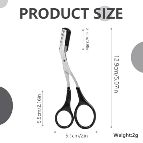 ericotry Professional Eyebrow Trimmer Scissors with Comb & Non-Slip Grips, Black/Silver Tone | Precision Grooming Tool thumbnail 2