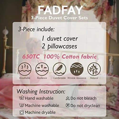FADFAY Cotton Duvet Cover Set Full Size Blue Floral Bedding Set | Super Soft Purple Hydrangea Flower Print thumbnail 9